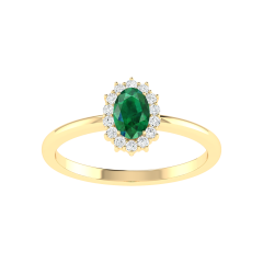 18K Gold Emerald Crown Ring with Diamonds
