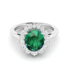 18k Gold Olive Bloom Ring with Diamonds