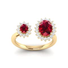 18k Gold Twin Rose Ring with Diamonds